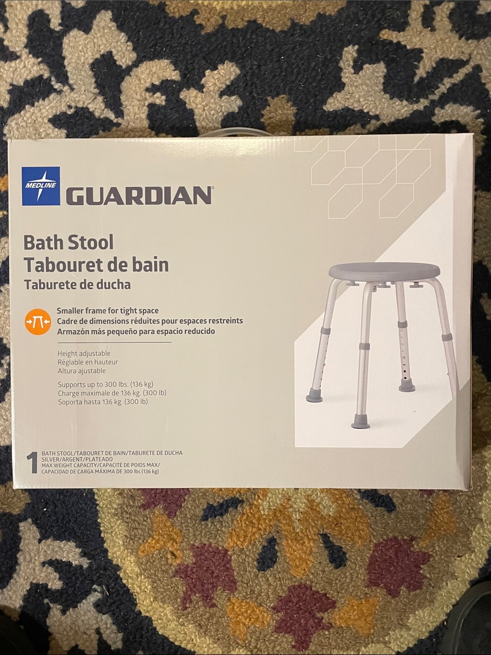 Medline Guardian Gray Bath Stool - Adjustable Shower Seat
